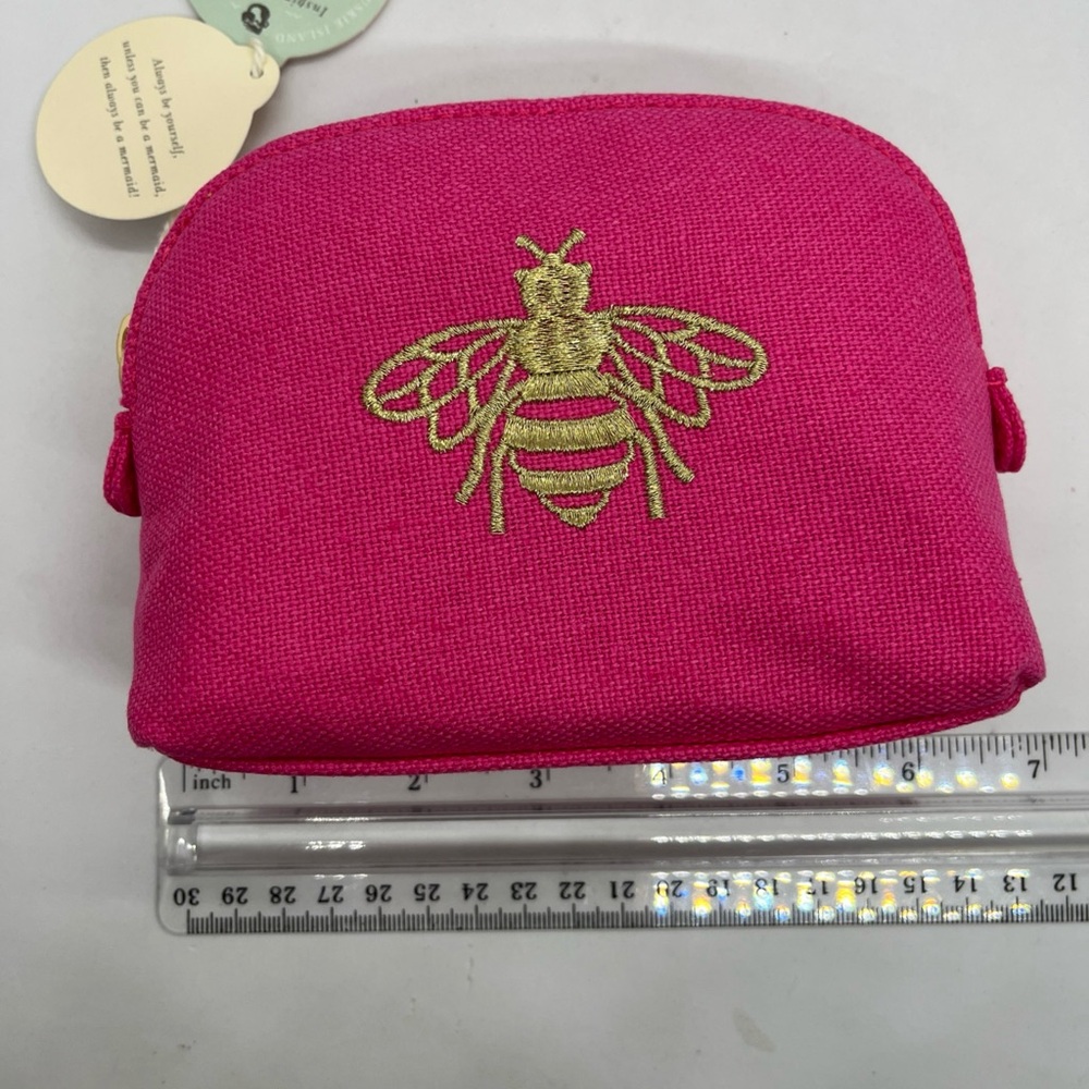 Spartina 449 Pink Gold Bee Embroidered On Cosmetic Case New With Tags - Picture 3 of 5